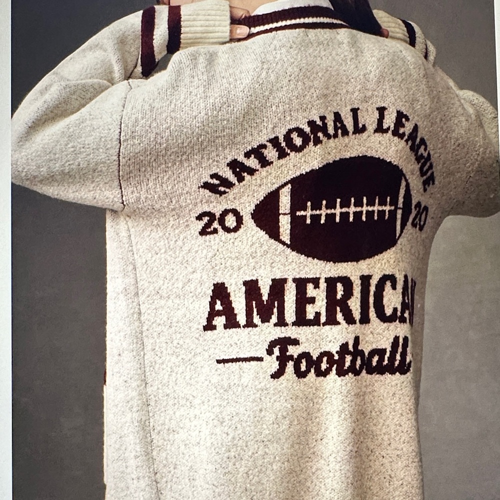 New with Tag! Anthropologie American Football Cardigan Sweater One Size